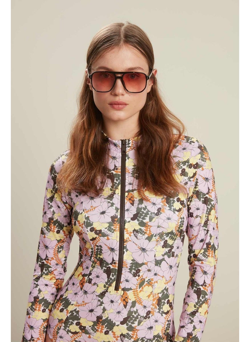 Manuka - Patterned Zippered Surf Swimsuit Floral - Image 1