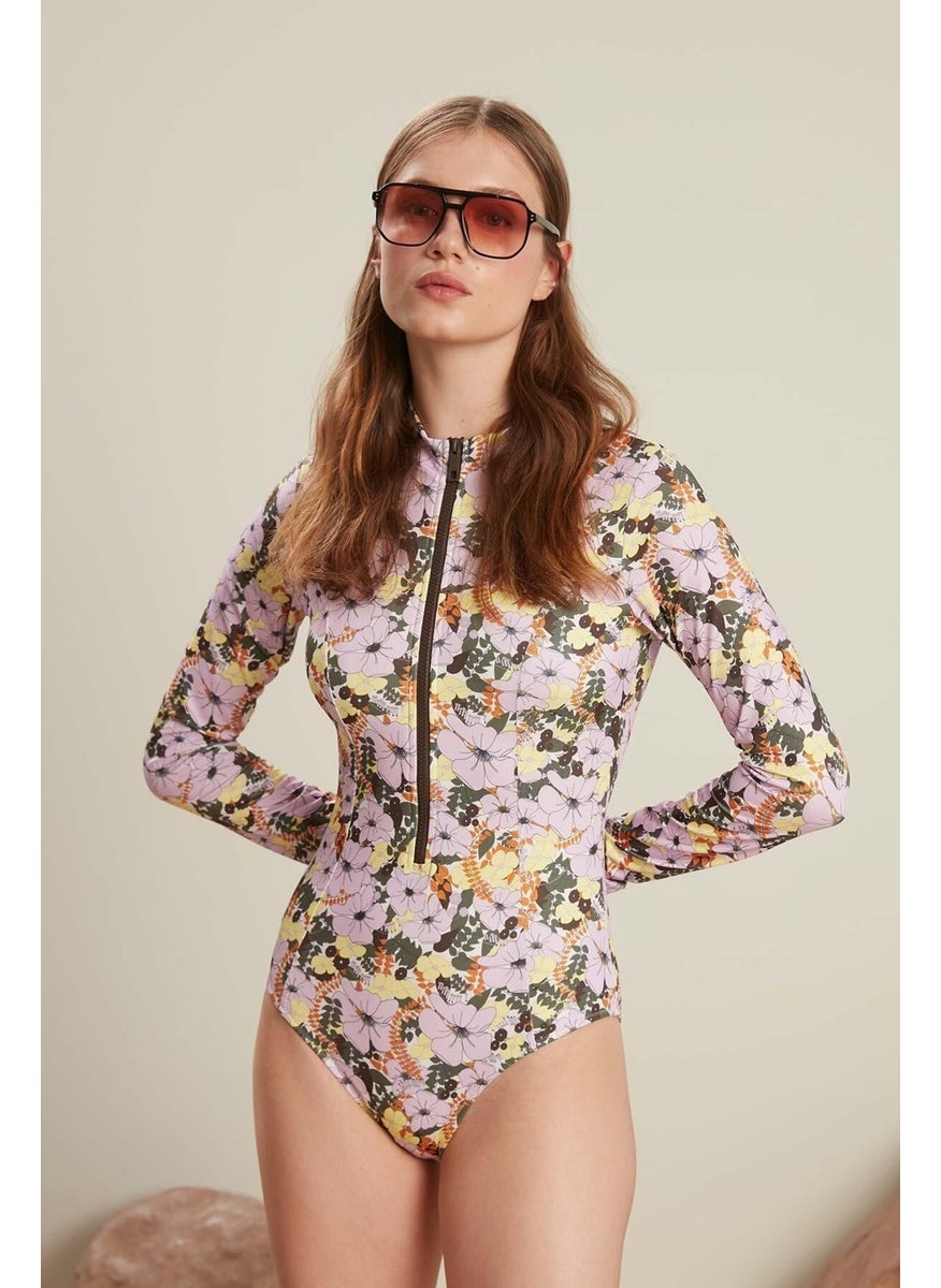 Manuka - Patterned Zippered Surf Swimsuit Floral - Image 1