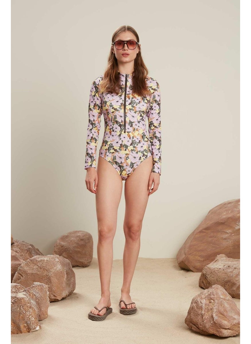 Manuka - Patterned Zippered Surf Swimsuit Floral - Image 1
