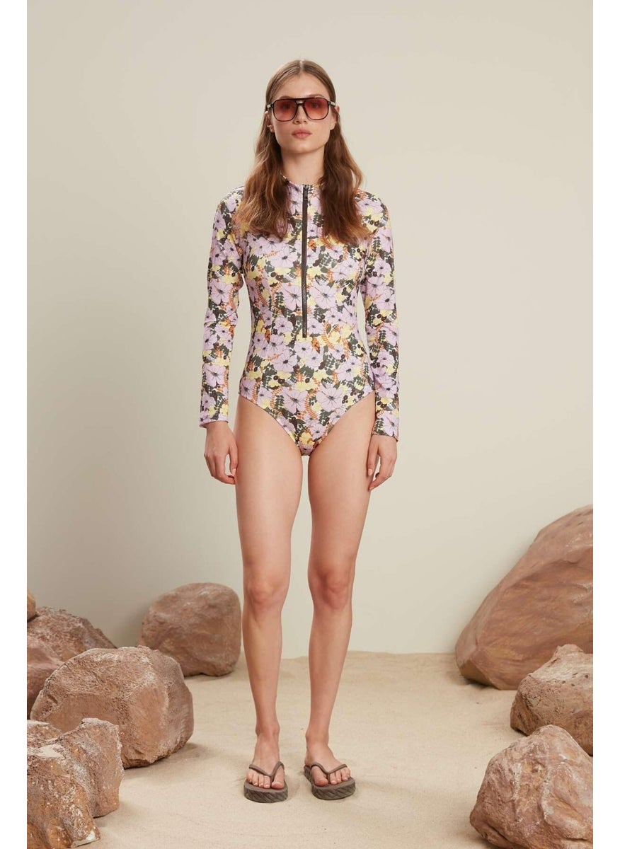Manuka - Patterned Zippered Surf Swimsuit Floral - Image 1