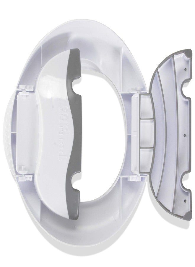 Kalencom Potette Plus Premium 2 in 1 Travel Potty and Toilet Seat Trainer Ring with Built in Pee Guard and Easy-Grip Handles (White/Gray) - Image 4