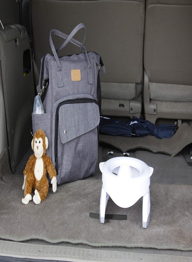 Kalencom Potette Plus Premium 2 in 1 Travel Potty and Toilet Seat Trainer Ring with Built in Pee Guard and Easy-Grip Handles (White/Gray) - Image 5
