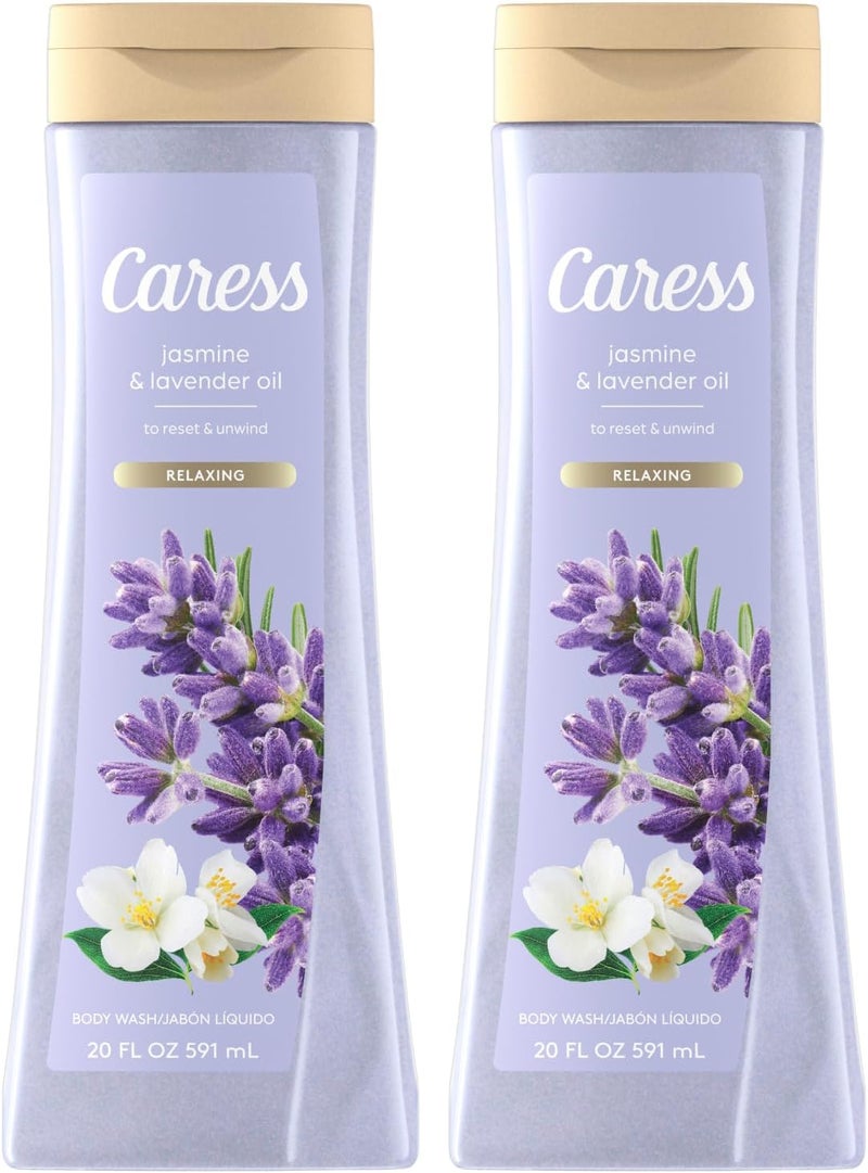 Caress Body Wash Jasmine  Lavender Oil Moisturizing Body Wash for Soft Fragrant Skin Body Soap Liquid to Rest  Unwind 20 Fl Oz Pack of 2