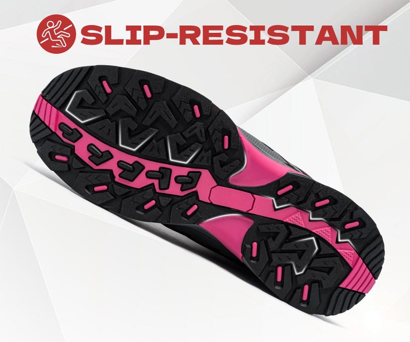 LARNMERN Non Slip Steel Toe Boots Women Waterproof Puncture-Resistant Work Safety Boots Wide Comfortable Lightweight Indestructible Construction Hiking Shoes(6.5 Women, Pink) - Image 5