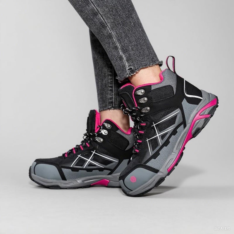 LARNMERN Non Slip Steel Toe Boots Women Waterproof Puncture-Resistant Work Safety Boots Wide Comfortable Lightweight Indestructible Construction Hiking Shoes(6.5 Women, Pink) - Image 2