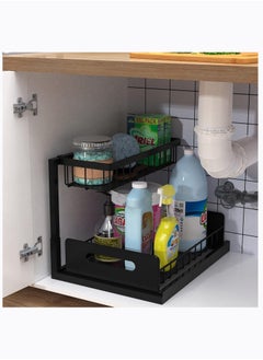 Arabest Under Sink Organizer, Pull Out Cabinet Organizer 2-Tier Slide Out Sliding Shelf Under Cabinet Storage Multi-Use for Under Kitchen Bathroom Sink Organizers and Storage  - Image 1