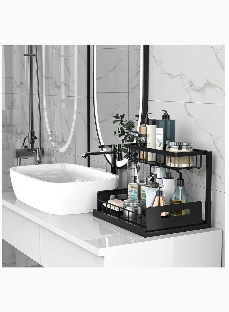 Arabest Under Sink Organizer, Pull Out Cabinet Organizer 2-Tier Slide Out Sliding Shelf Under Cabinet Storage Multi-Use for Under Kitchen Bathroom Sink Organizers and Storage  - Image 5