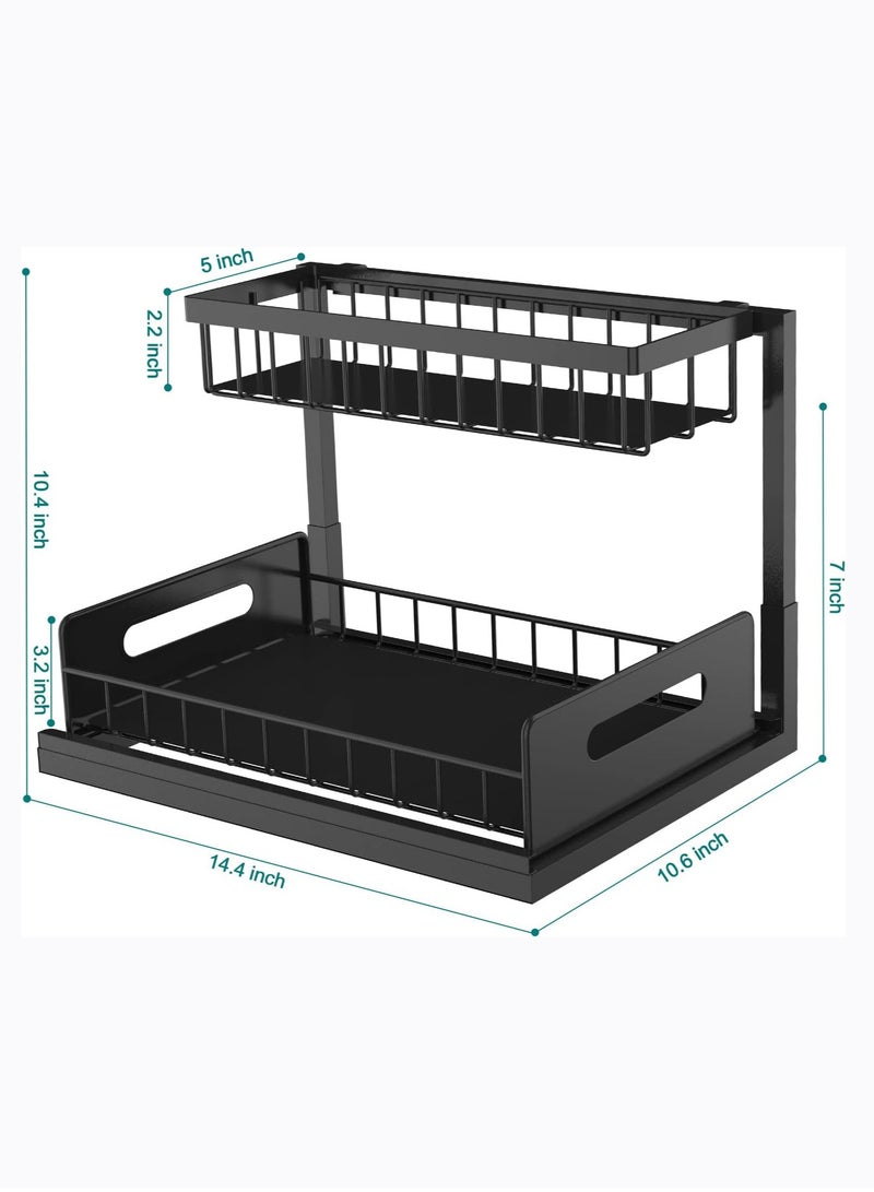 Arabest Under Sink Organizer, Pull Out Cabinet Organizer 2-Tier Slide Out Sliding Shelf Under Cabinet Storage Multi-Use for Under Kitchen Bathroom Sink Organizers and Storage  - Image 2