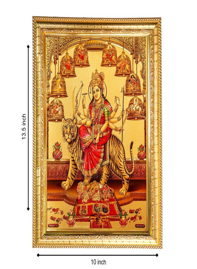 Hawai Nav Durga/Sherawali Maa/Ambe Maa Photo with Engineered Wood Wall Hanging Home Decor Religious Photo Frame for Home Office Prayer Room, 36x26x2cm, SFDI500_GLDFRM - Image 2