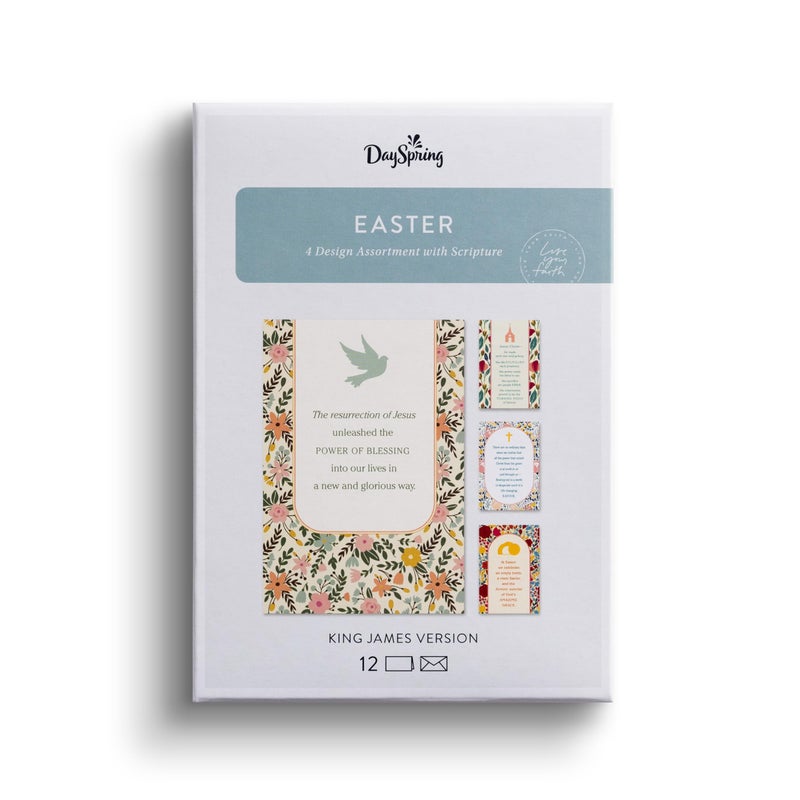 DaySpring - Resurrection of Jesus Easter - King James Version - 4 Design Assortment with Scripture - 12 Boxed Easter Cards & Envelopes (J7580) - Image 1