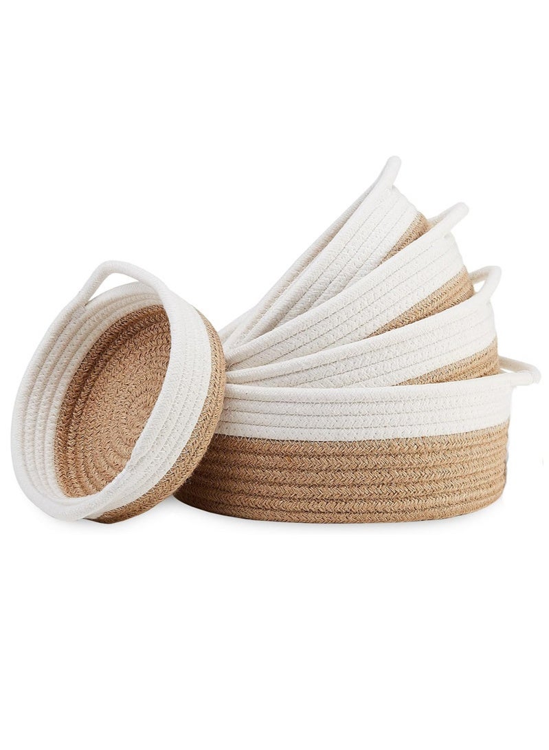 Haidue 5 Pieces Rectangle Rope Basket, Natural Cotton Rope Storage Baskets, Brown Versatile Decorative Woven Baskets Organizer, for Baby Nursery, Toy Box, Bathroom - Image 2
