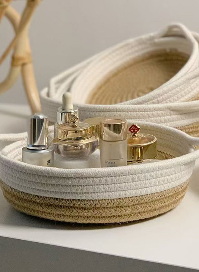 Haidue 5 Pieces Rectangle Rope Basket, Natural Cotton Rope Storage Baskets, Brown Versatile Decorative Woven Baskets Organizer, for Baby Nursery, Toy Box, Bathroom - Image 5