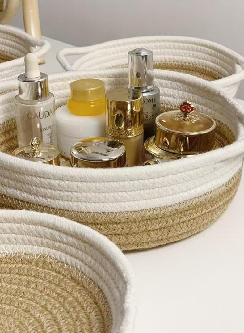 Haidue 5 Pieces Rectangle Rope Basket, Natural Cotton Rope Storage Baskets, Brown Versatile Decorative Woven Baskets Organizer, for Baby Nursery, Toy Box, Bathroom - Image 4