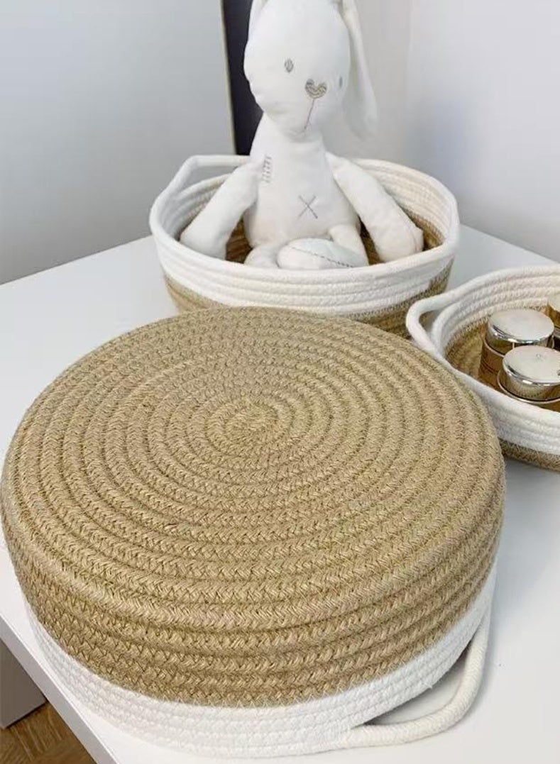 Haidue 5 Pieces Rectangle Rope Basket, Natural Cotton Rope Storage Baskets, Brown Versatile Decorative Woven Baskets Organizer, for Baby Nursery, Toy Box, Bathroom - Image 3