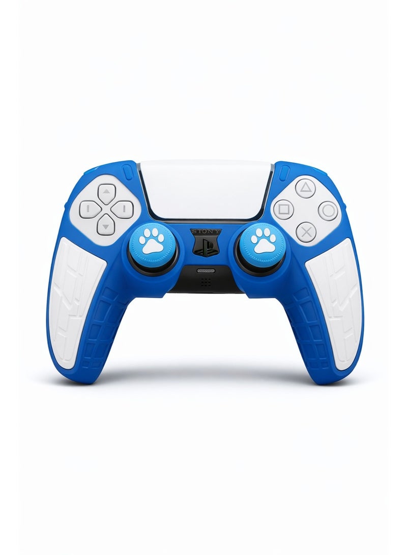 غطاء يد تحكم PS5 مع أغطية أنالوج شكل كف أزرق وأبيض - Image 5