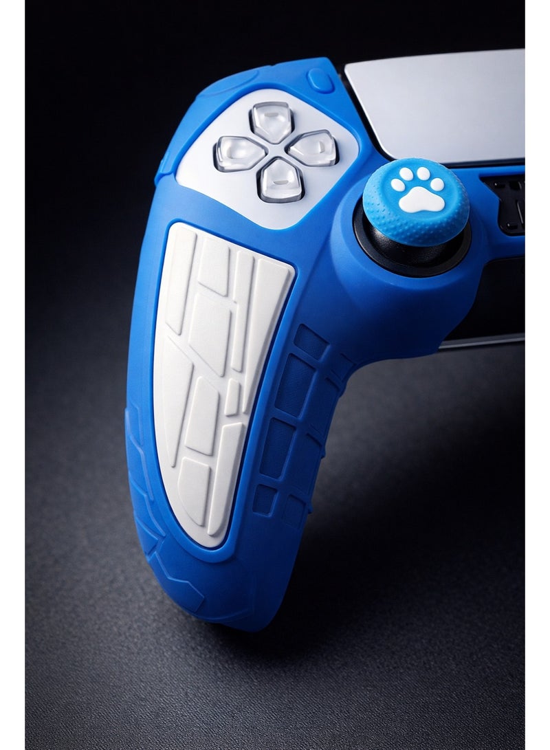 غطاء يد تحكم PS5 مع أغطية أنالوج شكل كف أزرق وأبيض - Image 2