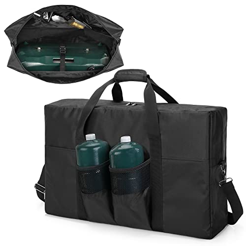 samdew Camp Stove Carry Case, Camping Stove Storage Bag Compatible with Coleman 2-Burner Gas Stove, Portable Carrying Cover Compatible with Camp Chef Everest Stove, with Grill Tools Pockets, Bag Only - Image 1