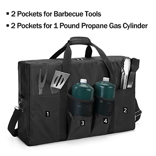 samdew Camp Stove Carry Case, Camping Stove Storage Bag Compatible with Coleman 2-Burner Gas Stove, Portable Carrying Cover Compatible with Camp Chef Everest Stove, with Grill Tools Pockets, Bag Only - Image 3