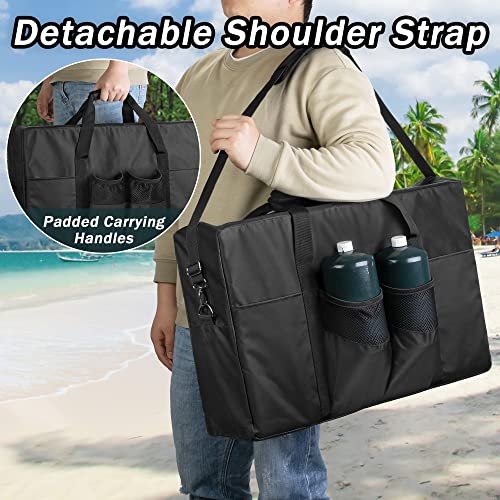 samdew Camp Stove Carry Case, Camping Stove Storage Bag Compatible with Coleman 2-Burner Gas Stove, Portable Carrying Cover Compatible with Camp Chef Everest Stove, with Grill Tools Pockets, Bag Only - Image 5