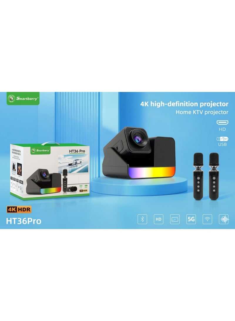 Smartbarry HT36 4K High-definition Manual Focusing 5G Dual Band Speed,HD Input Capacity WiFi Bluetooth Projector Android 11.0 Home Theater, Movies,Video Gaming, Office Work Meetings Projector - Image 2