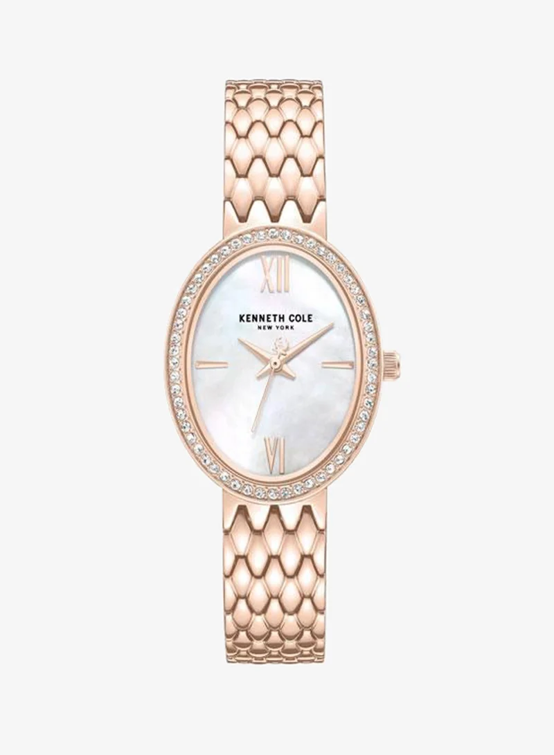 كينيث كول نيو يورك Upper East Side Women's 25mm Watch with White Mother-of-pearl Dial & Stainless Steel Bracelet