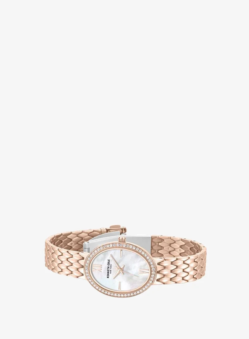 كينيث كول نيو يورك Upper East Side Women's 25mm Watch with White Mother-of-pearl Dial & Stainless Steel Bracelet