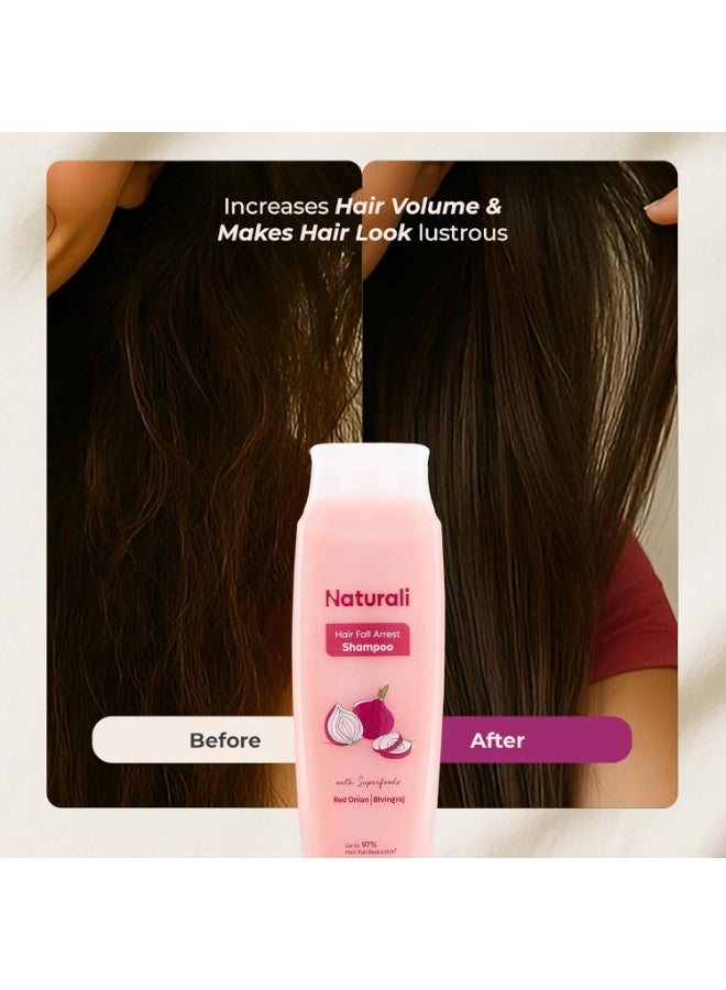 Naturali Hairfall Arrest Shampoo with Red Onion & Bhringraj | Controls Hairfall | Paraben and Sulphate Free | Hairfall Shampoo for Men & Women | 200 ml - Image 3