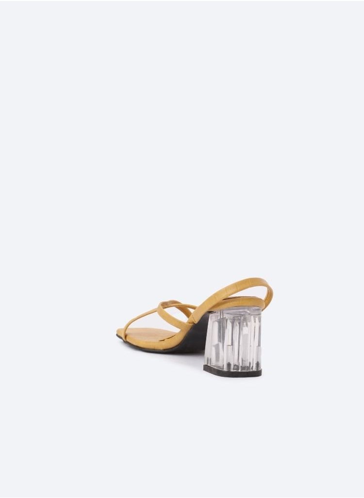 Zahwa - Animal Print Crocodile-Textured Heeled Sandals With Transparent Heels, 7cm Middle Size - Image 1