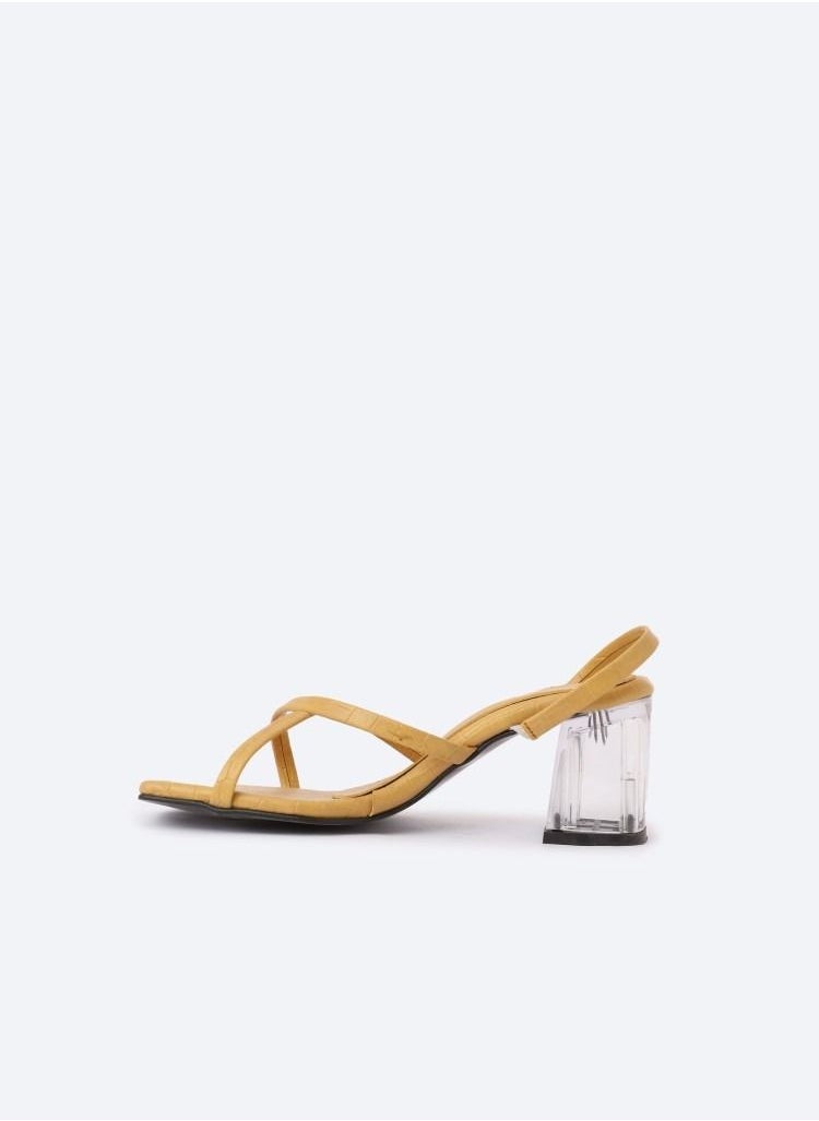 Zahwa - Animal Print Crocodile-Textured Heeled Sandals With Transparent Heels, 7cm Middle Size - Image 1