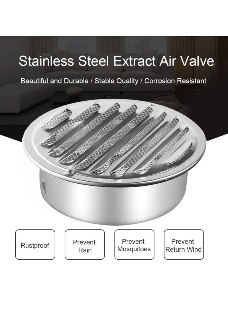 Y&D Stainless Steel Cap for Exterior Wall Vents, Louvered Grille Cover Ventilation Hood, Kitchen Exhaust Pipe Breathable Windscreen with Fly Net suitable House - Image 4