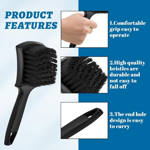 SWAMINE Carpet Cleaning Brush, Car Cleaning Brush, Tire Brush Wheel Cleaner, Universal Soft Bristle Wash Short Handle Tire Cleaner Car Accessories for Car Interior Exterior and Home - Image 3
