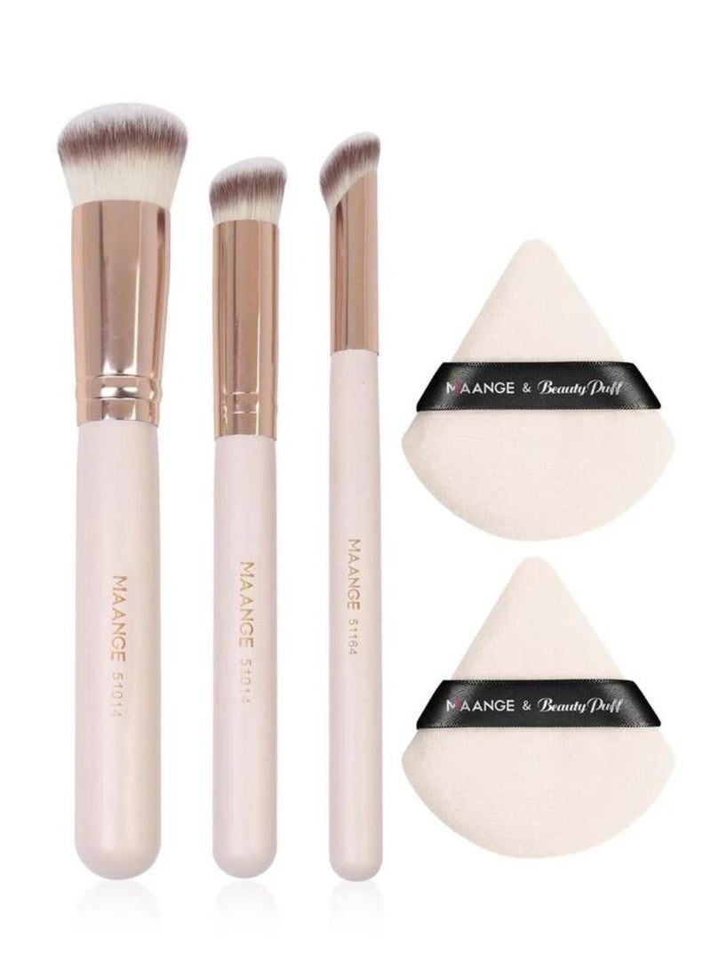 مانجي مجموعة فرش مكياج احترافية 3 قطع + قطعتين اسفنجه - Image 1