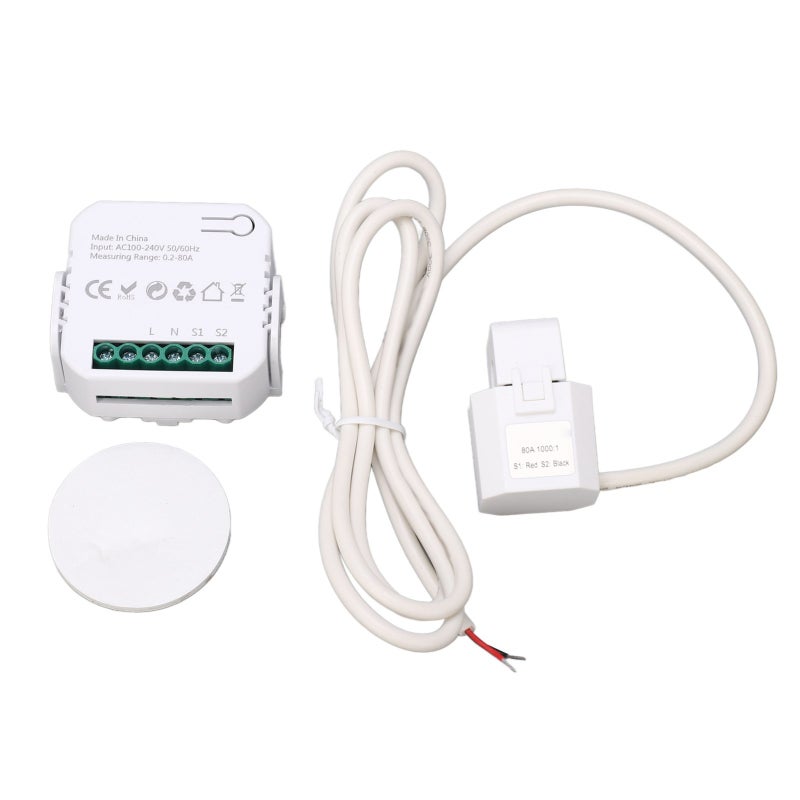 WiFi Energy Monitor Single Phase Smart Electricity Meter with Clamp Power Consumption Monitor 100‑240VAC White - Image 1