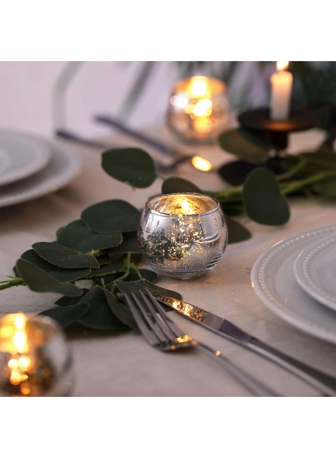 LAMORGIFT Silver Votive Candle Holders Set of 12 - Mercury Glass Votives Candle Holder - Christmas Tealight Candle Holder for Home Decor and Weddings/Parties Table Centerpieces - Image 2