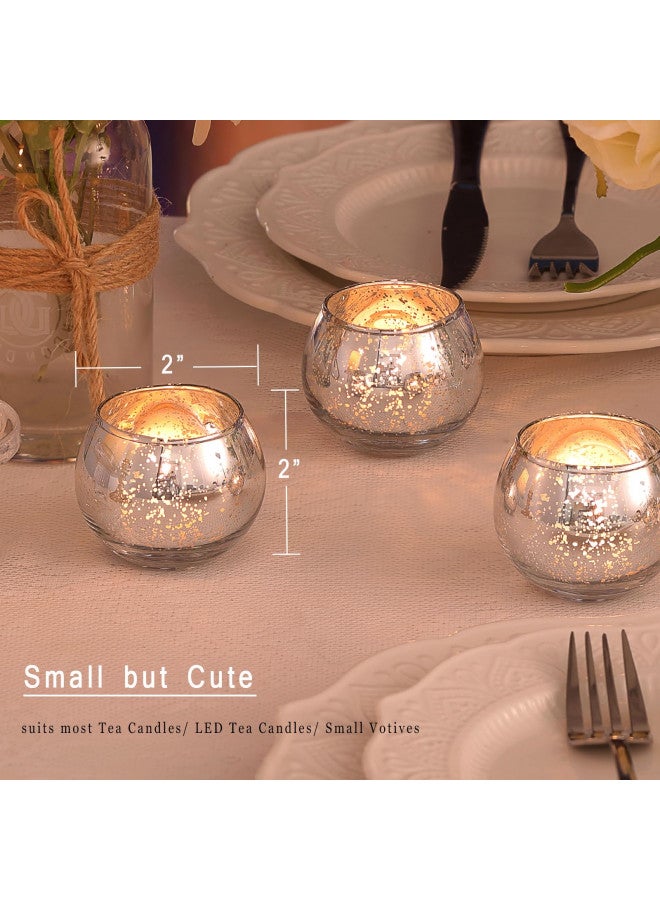 LAMORGIFT Silver Votive Candle Holders Set of 12 - Mercury Glass Votives Candle Holder - Christmas Tealight Candle Holder for Home Decor and Weddings/Parties Table Centerpieces - Image 1