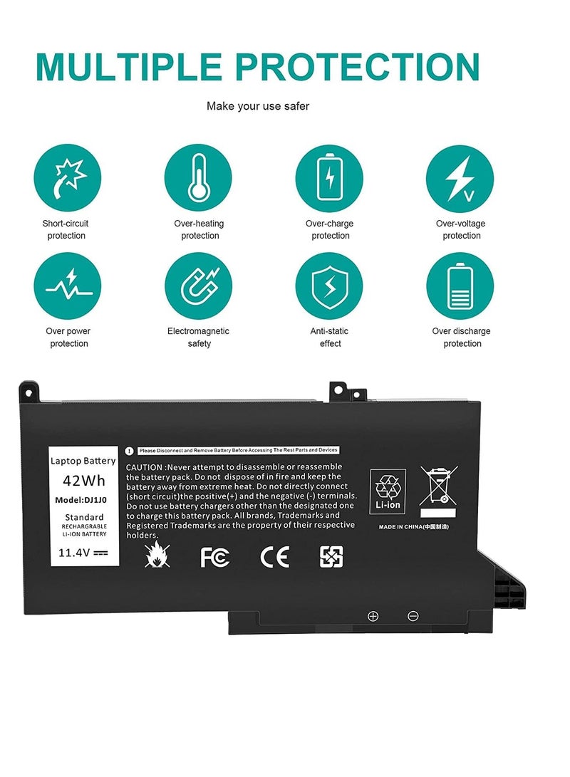 بطارية لابتوب 42WH DJ1J0 PGFX4 لجهاز Dell Latitude 7280 7290 7380 7390 7480 7490 بطارية ليثيوم أيون 451-BBZL PGFX4 ONFOH DJ1JO بطارية 6 خلايا - Image 3