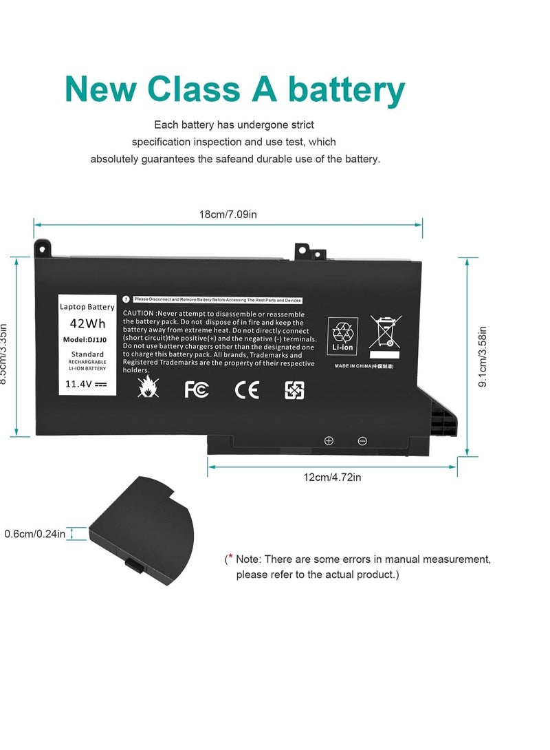 بطارية لابتوب 42WH DJ1J0 PGFX4 لجهاز Dell Latitude 7280 7290 7380 7390 7480 7490 بطارية ليثيوم أيون 451-BBZL PGFX4 ONFOH DJ1JO بطارية 6 خلايا - Image 4