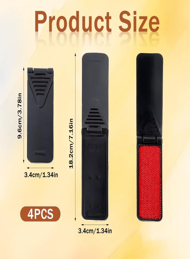 Psyqtsuary Foldable Lint Brush for Clothes, 4 Pcs Portable Travel Size Lint Remover Brush Reusable Mini Compact Lint Removal Tool for Furniture Couch Sofa Pet Hair Fabric Fluff Dust Removal (Black) - Image 2
