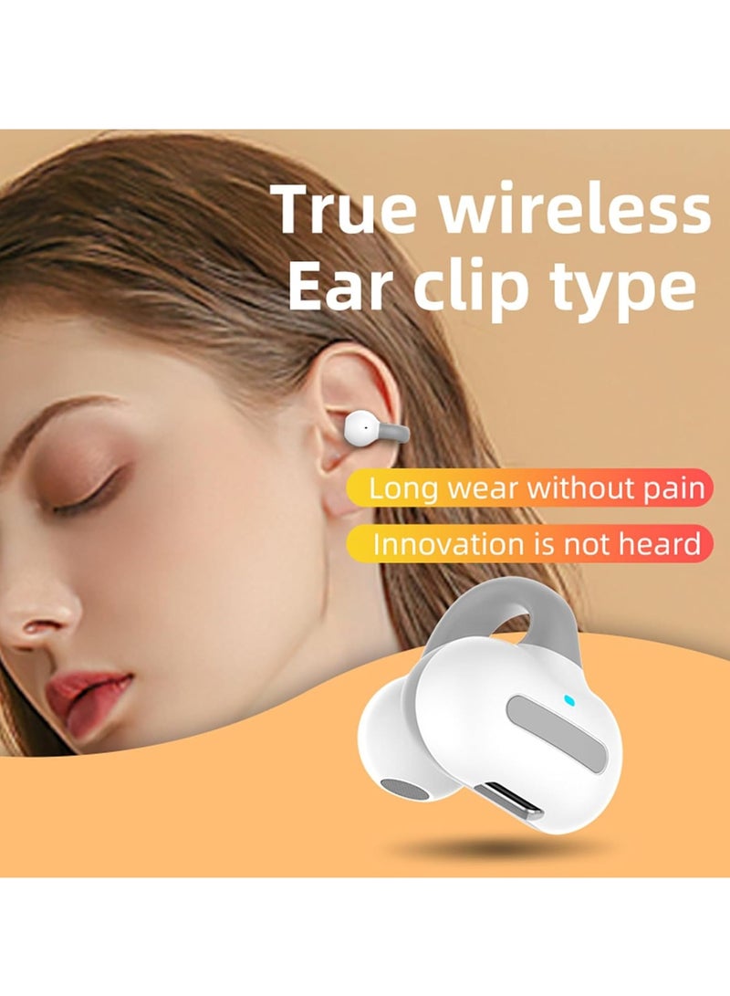 Bluetooth Ear Clip, Single Wireless Earbuds Clip-On Earbuds Open Earphones Bluetooth Wireless Earphones Ear Clip Bone Conduction Induction Earphones for Exercise Cycling Running (White) - Image 4