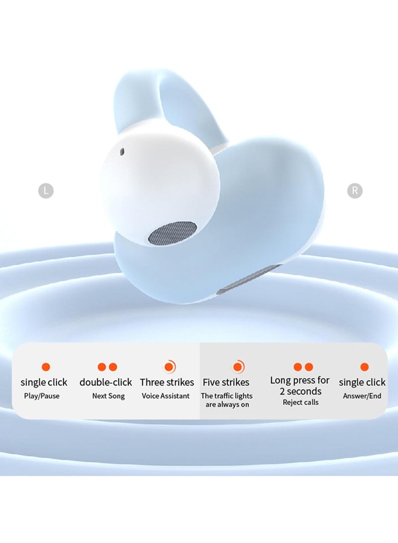 Bluetooth Ear Clip, Single Wireless Earbuds Clip-On Earbuds Open Earphones Bluetooth Wireless Earphones Ear Clip Bone Conduction Induction Earphones for Exercise Cycling Running (White) - Image 3