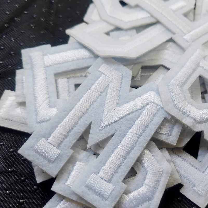 bfuee Iron on Letter Patches 52 Pieces,White Letter Patches Alphabet Embroidered Patch A-Z,for Hats Shirts Jeans Bags White - Image 3