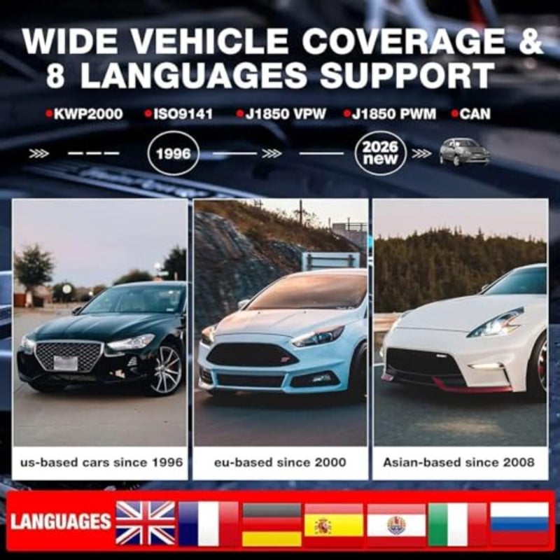 ماسح ضوئي لتشخيص السيارات لأنظمة استشعار ضوء المحرك والأكسجين، غلاف بلاستيكي ABS، لون أسود، يدعم جميع بروتوكولات OBDII منذ عام 1996 - Image 4