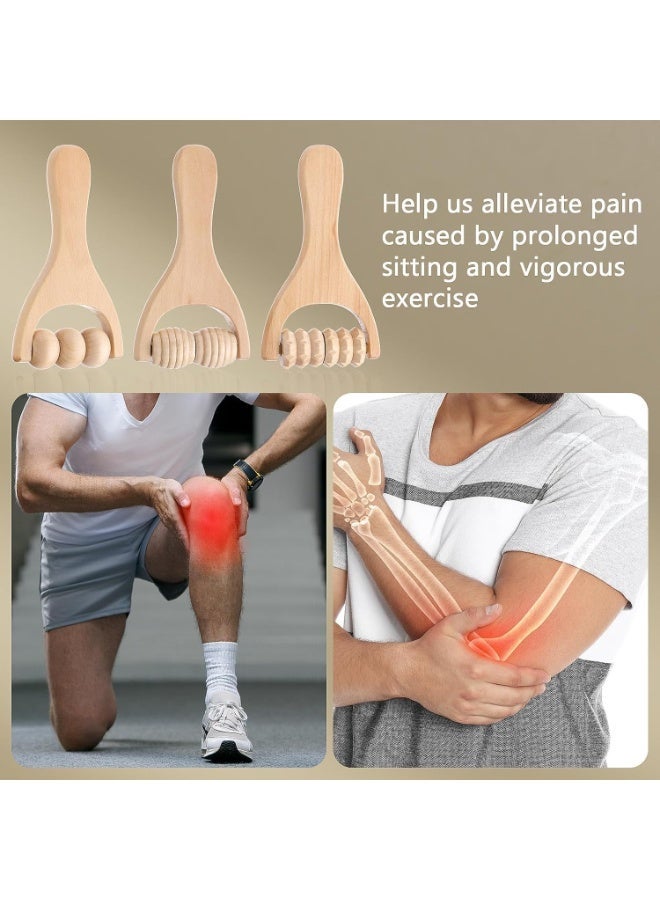 3Pcs Wooden Hand Massage Roller, Muscle Roller Stick, Manual Wood Therapy Massage Tools Massager Roller, for Relaxes Thigh, Leg, Hands Full Body Muscle Men Women - Image 3