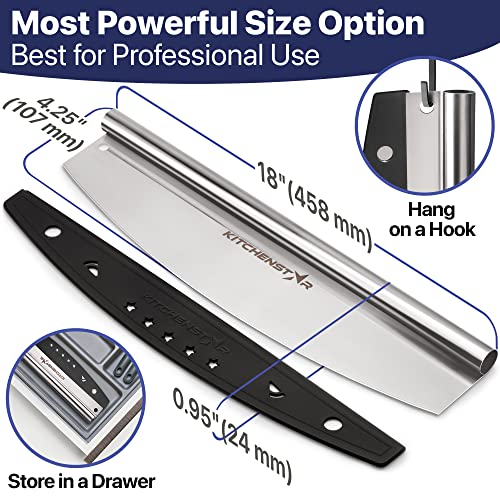 kitchen-star KitchenStar 18-Inch Pizza Cutter Rocker Blade - Sharp Stainless Steel Slicer Knife, Protective Cover, Dishwasher Safe, Extra Large - Commercial Pizza Oven Accessories - Image 4