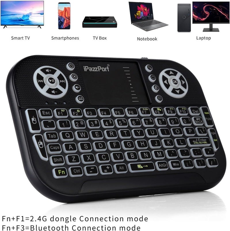 iPazzPort (Upgrade Mini Bluetooth Keyboard with Touchpad Mouse,Portable 2.4G Wireless Keyboard with Backlit for Fire TV Stick/PC/Smart TV/Windows/Laptop/Phone/Mac/Android TV Box and More - Image 2