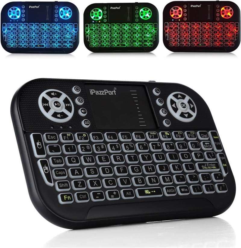iPazzPort (Upgrade Mini Bluetooth Keyboard with Touchpad Mouse,Portable 2.4G Wireless Keyboard with Backlit for Fire TV Stick/PC/Smart TV/Windows/Laptop/Phone/Mac/Android TV Box and More - Image 1
