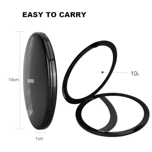deweisn Magnifying Compact Cosmetic Mirror Elegant Pocket Handheld Makeup Mirror with Powerful 10x Magnification and 1x True View Mirror for Travel or Your Purse - Image 3