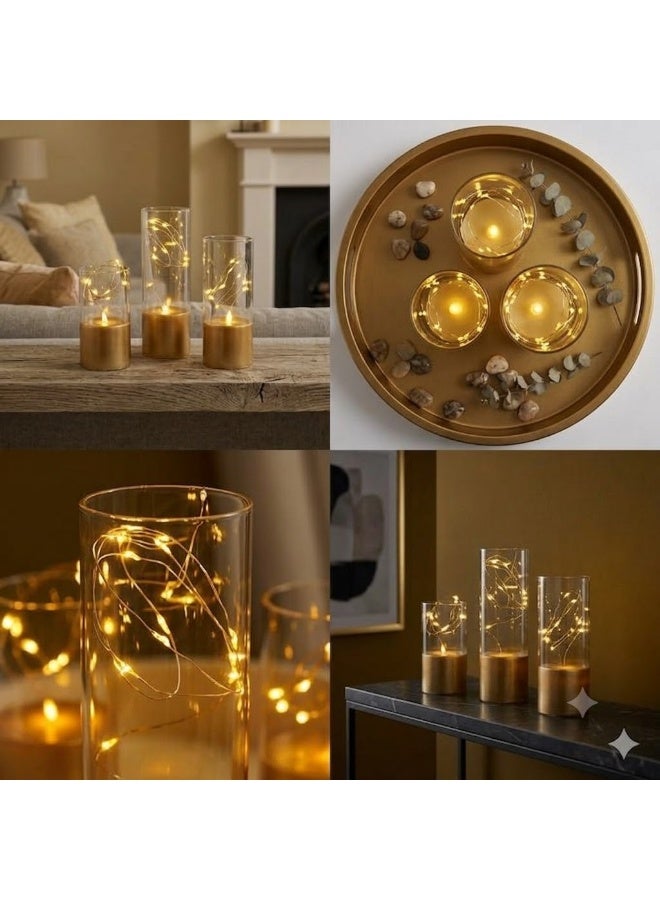 A set of three glass candles in a box - Image 1