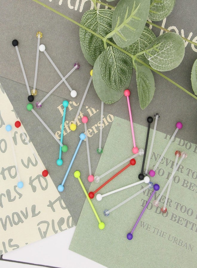 EVELICAL 48Pcs 14G Acrylic Industrial Barbell Earrings for Women Men Cartilage Helix Body Piercing Jewelry 38mm 1&1/2 Inch Piercing Bar Style A - Image 4