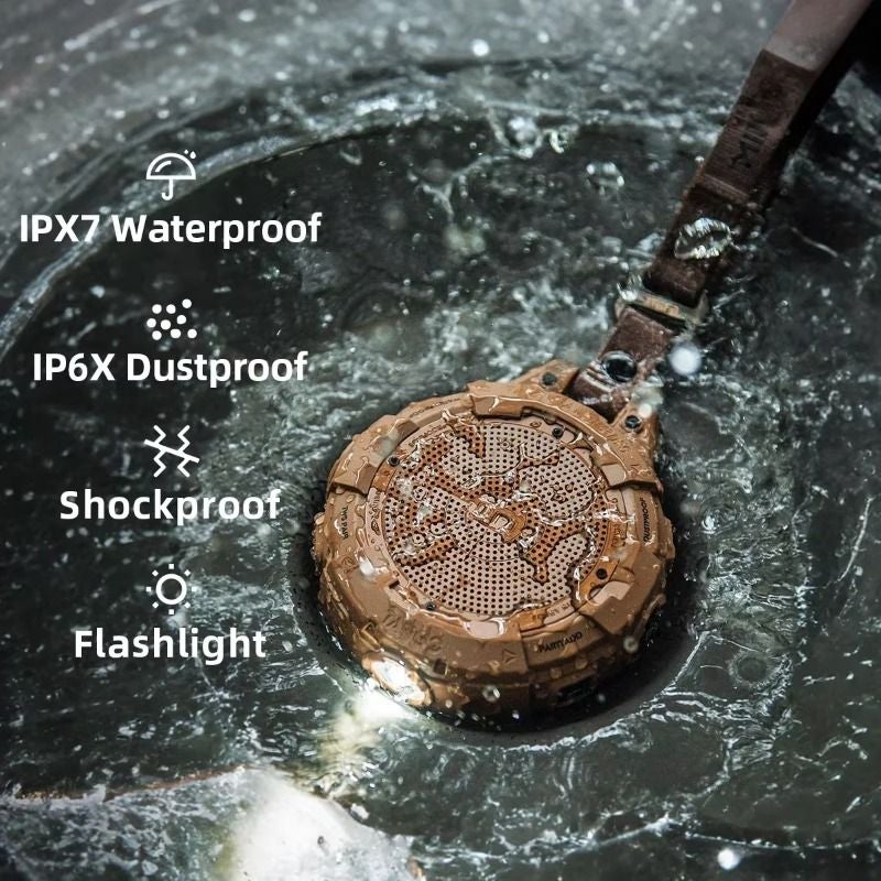 Mifa Tango Portable Bluetooth Speaker with Flashlight Ip67 Waterproof Shockproof 25 Hours Playtime Bright Bass, Black - Image 4